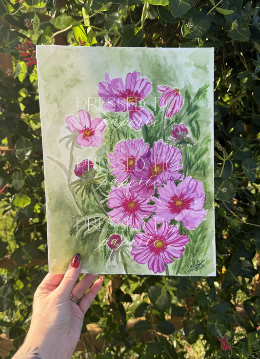 Pink Cosmos | Mixed Media Fine Art Print